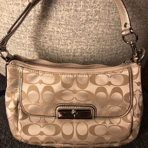 Gold and Beige with Silver Coach bag